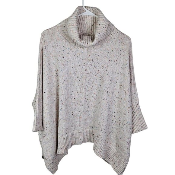 Loft Ivory Multicolor Speckle Oversize Cowl Neck Sweater Dolman Sleeve Small - Picture 1 of 10